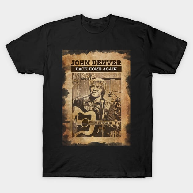 Vintage Old Paper 80s Style John Denver T-Shirt by Madesu Art